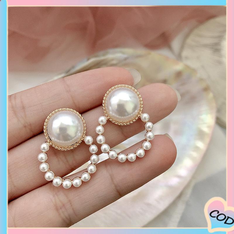 COD❤️ Lingkaran Mutiara Serbaguna Sederhana, Angin Lembut, Anting-Anting Pejantan Murah Hati-A.one