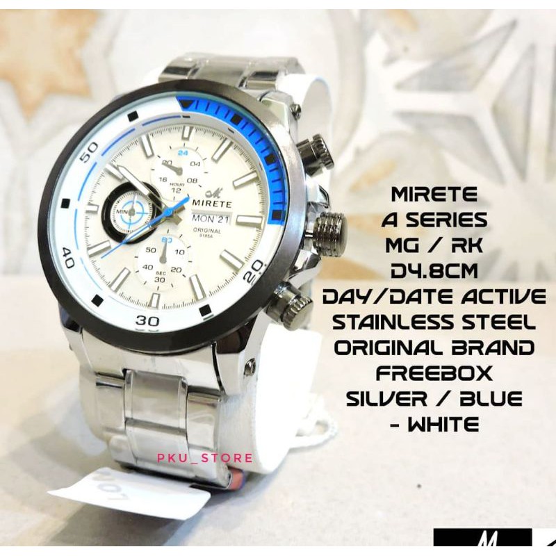 JAM TANGAN PRIA MIRETE ORIGINAL RANTAI STAINLIS STEEL