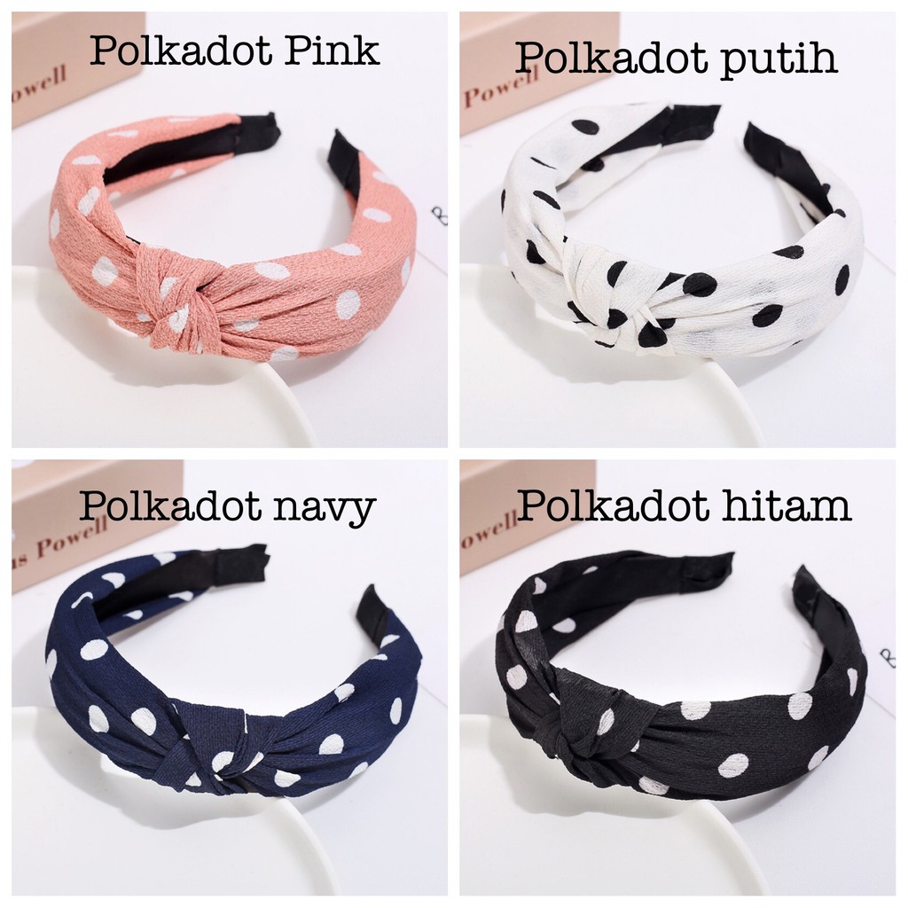 BOSJKT0019 Bando Korea Polos Polkadot Bandana Korea Aksesoris Rambut Wanita