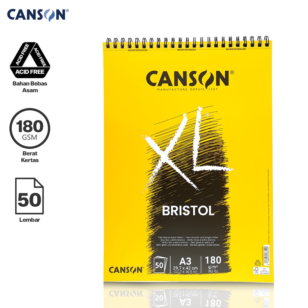 

CANSON XL Bristol Buku Sketsa 50 Lembar Ukuran A3 Sketchbook Buku Gambar 31078A022