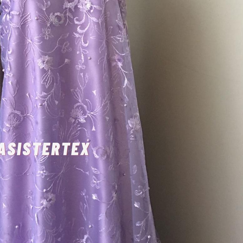 Ω Bahan Kebaya Brokat Brukat Tile Mutiara Bordir Premium Mewah Meteran Bulgari Warna Ungu Purple Lil