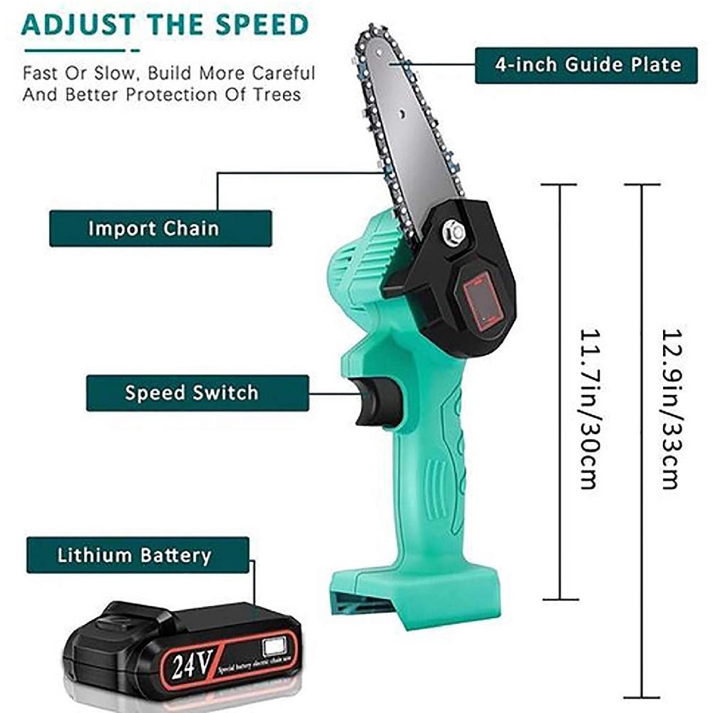 Mini Electric Chainsaw 4 inch - Gergaji Listrik Portabel untuk Kayu