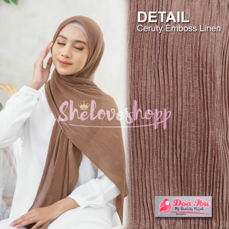𝗦𝗛𝗘𝗟𝗢𝗩𝗘𝗦𝗛𝗢𝗣𝗣 - DOI PASMINA PLISKET EMBOSS ORIGINAL DOA IBU HIJAB PASHMINA PRISKET PLISKIT LIDI PLEAT
