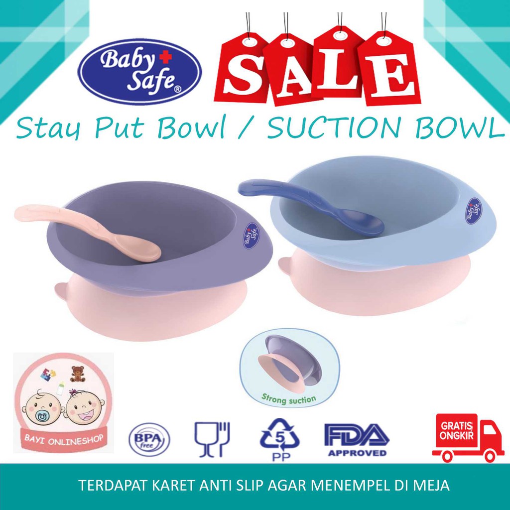 Baby Safe B354 Suction Bowl With Spoon/ Peralatan Makan Bayi MPASI/Mangkok Bayi Anti Tumpah