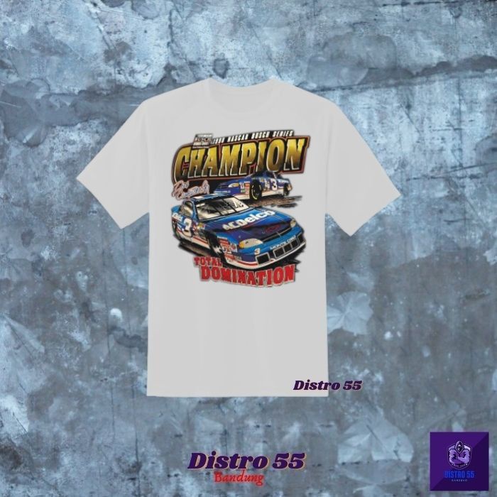 KAOS NASCAR CHAMPION TOTAL DOMINATION VINTAGE WHITE T-SHIRT (UNISEX TEE) / TSHIRT NASCAR CHAMPION KA