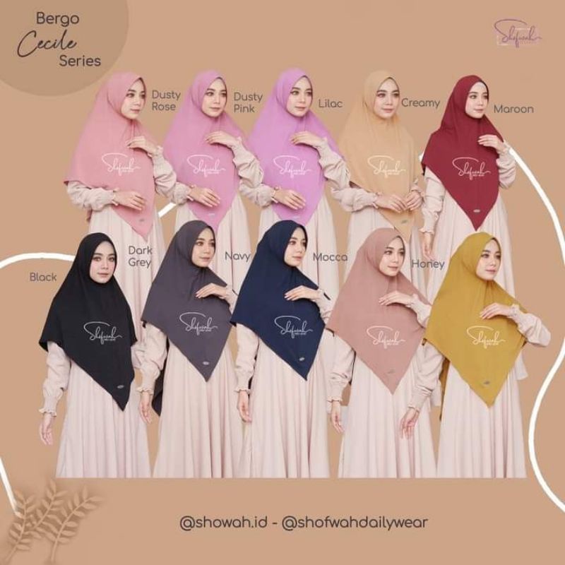 BERGO SHOFWAH - ARA CECILE  ZYLVA  CHELIA ORIGINAL by Shofwah - Kerudung Best Seller - Jilbab Harian Daily Instan Knitting Crezia