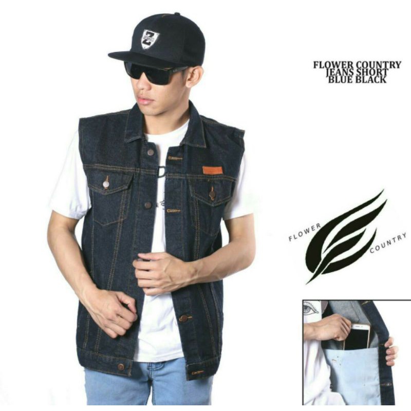 ROMPI  VEST  JEANS DENIM PRIA BIGSIZE JUMBO BIRU ABU MURAH ORIGINAL DISTRO