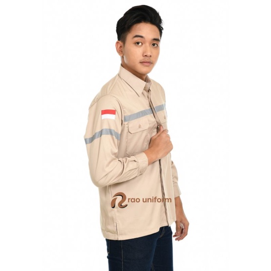 Atasan Wearpack Putih Tangan Panjang/Baju Safety/kemeja Proyek/Seragam Kantor/Lapangan