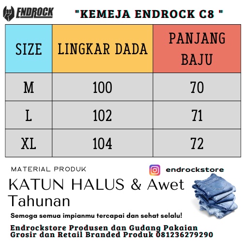 Original kemeja pria lengan pendek Endrock C8