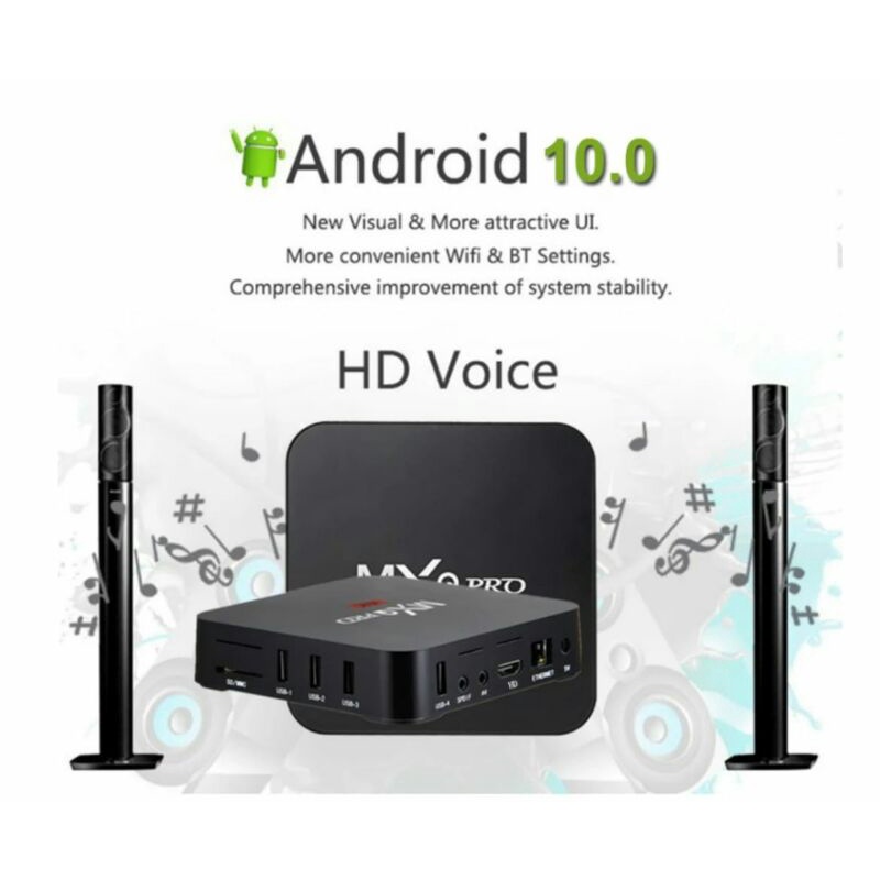 stb pro 4k smart tv box media player android 9.0 10.0 8gb wifi wireless 3d siaran tv luar negri