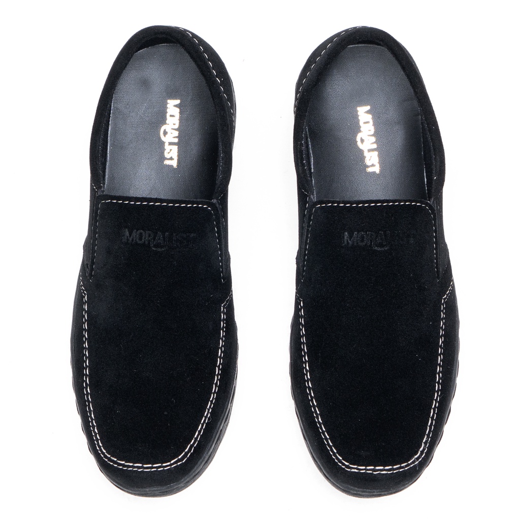 Sepatu Pria Slip On Kulit Asli Formal Santai Bahan Kulit Suede Moralist S.GP02