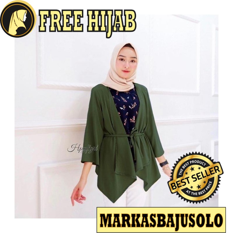 DEA CARDI TALI CARDIGAN CARDY OUTER / CARDIGAN WANITA PANJANG RAJUT MOTIF BATIK PUTIH