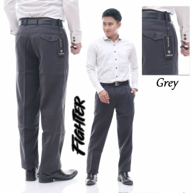 Celana Formal Pria Kerja Reguler Standar Kantor Bahan Kain Teflon Size 27-40 Murah Adem Nyaman