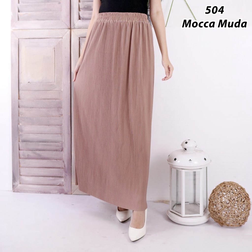 ROK PLISKET MURAH 504 LUVALINE ROK PLISKET PANJANG PLEATED SKIRT FLARE SKIRT MAYUNG FLOWY REMPEL