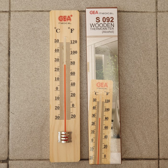 thermometer ruangan kayu