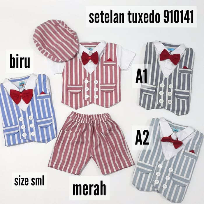  Baju  Bayi  Laki  Laki  Setelan  Tuxedo Pesta size 1 dan 2  usia 