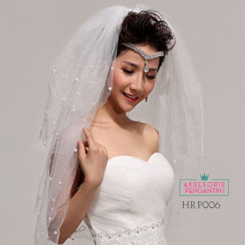 [TOKO TERPERCAYA] KERUDUNG PENGANTIN BRIDAL VEIL AKSESORIS WEDDING BROKEN WHITE HRP006