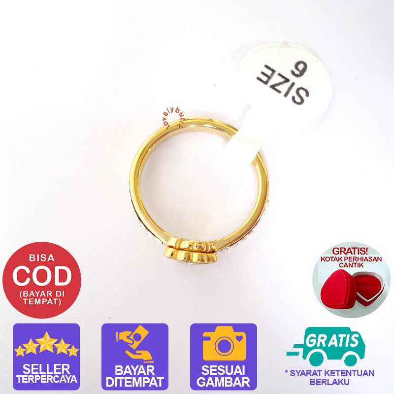 Lovelybutik Cincin Titanium Anti Karat Lus1 Cincin Wanita Titanium Model Bunga Permata