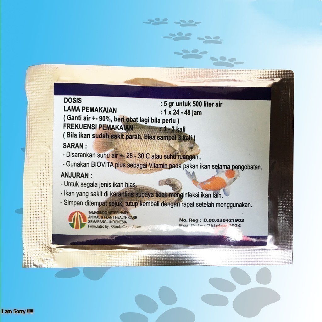 OBAT ANTI BAKTERI &amp; JAMUR IKAN HIAS - BIOTIC PLUS 5 GRAM - SEMBUHKAN SIRIP LUKA INSANG PUTIH , DROPSY SISIK RUSAK FISH &amp; CUPANG - MURAH GARANSI ASLI KUALITAS ORIGINAL PET ANIMAL VETERINARY TAMASINDO VITAMIN BIO TIC HEWAN BINATANG PELIHARAAN MITRAPETLOVER