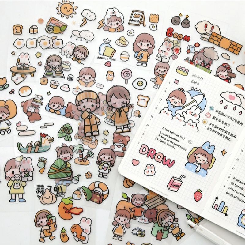 Sticker Lucu Kawaii / Sticker Aesthetic Lucu / Sticker hp Lucu / Sticker Botol Lucu