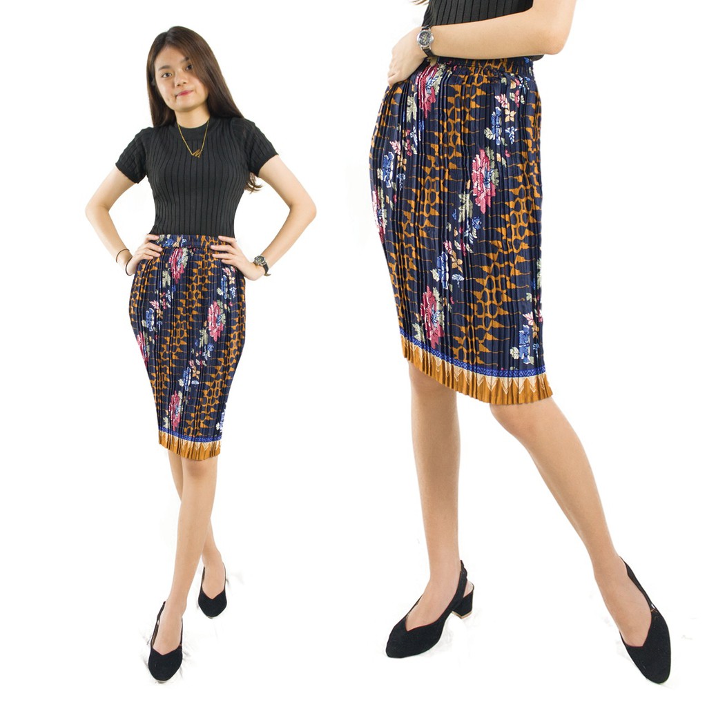 Rok Pendek Jumbo Plisket Nazwa Midi Skirt Batik