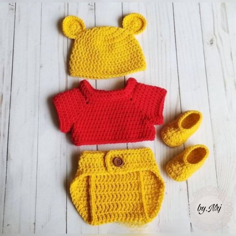 KOSTUM WINNIE THE POOH / KOSTUM POOH / KOSTUM DISNEY / KOSTUM FOTO BAYI / KOSTUM RAJUT / PROPS BABY