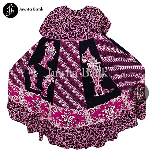 Juwita Batik - Daster Payung Jumbo LD 130 3XL Wayang 4 Klok Pola - Kancing Dada Busui Friendly