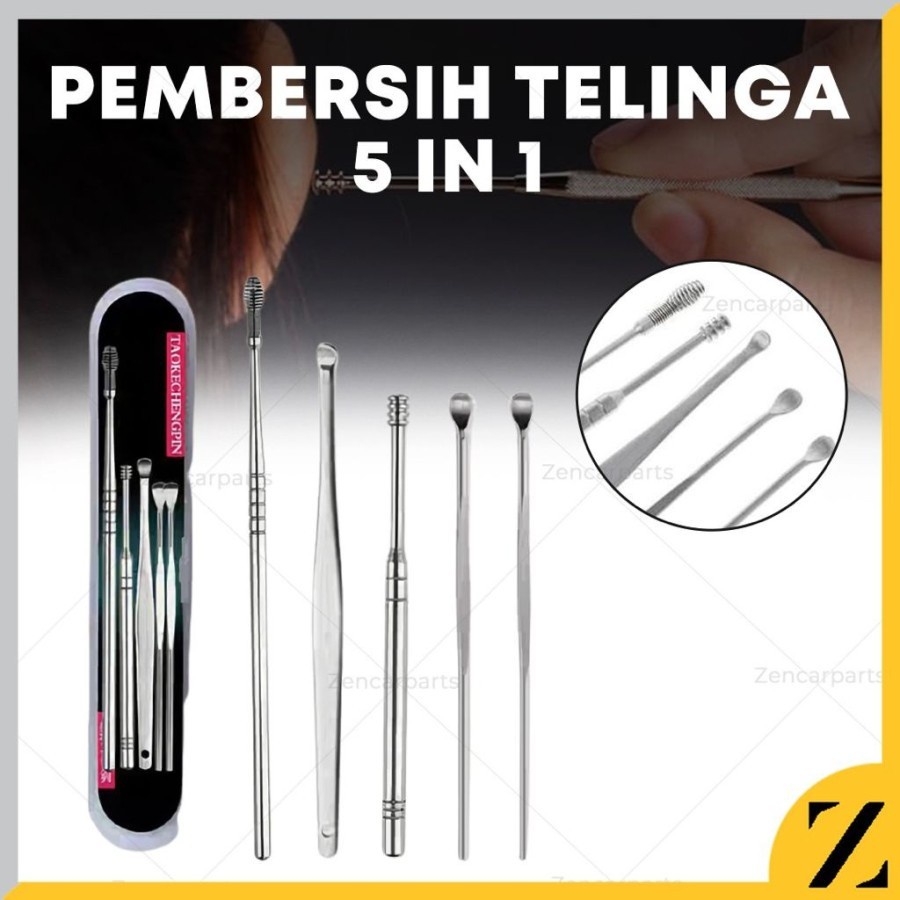 [ASS] Pembersih Telinga Korek Kuping 1 Set 5 PCS Stainless