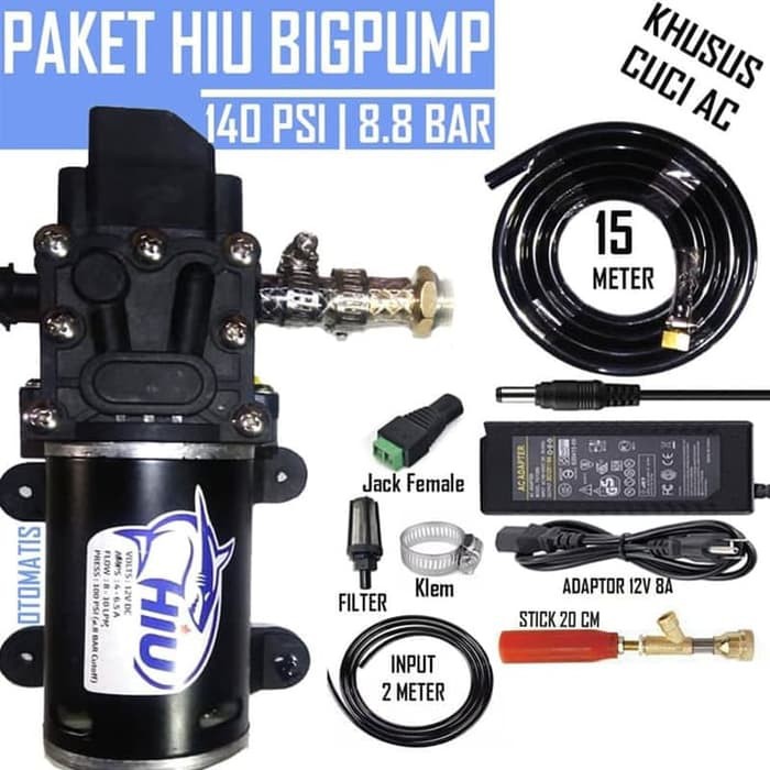 Paket Lengkap HIU BIGPUMP 140PSI Selang PE 15M Cuci Motor & Mobil