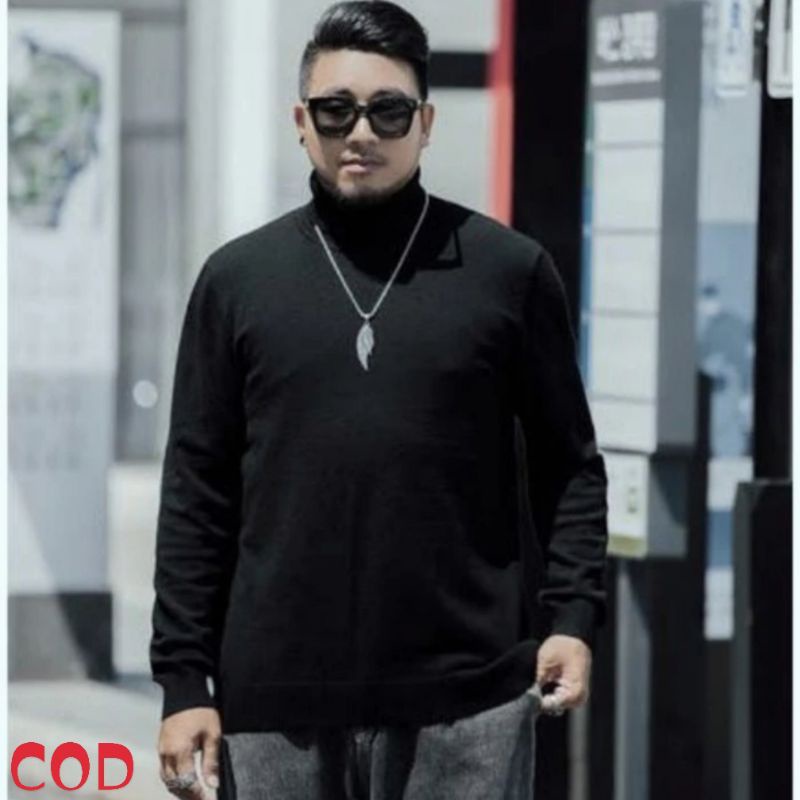 kaos turlenck jumbo XXL lengan panjang / kaos turlenck leher panjang dewasa hitam polos kaos fashion