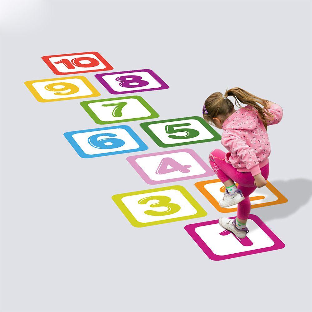 Populer Hopscotch Game Removable Tk Ornamen Dekorasi Rumah Kartun Angka Grids