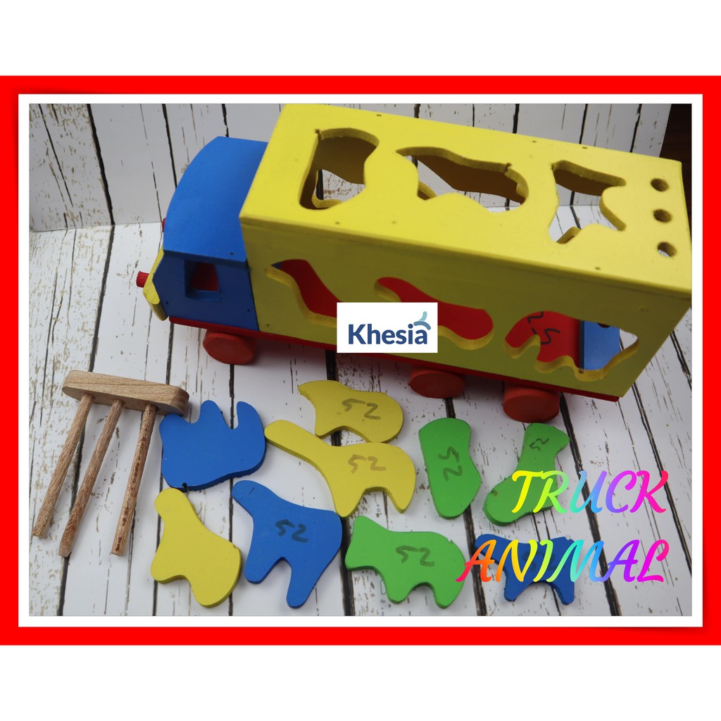 READY STOKMainan Montessori Balita, Ya Truck Animal, Mainan Truk Kayu Dari Khesia Mom.