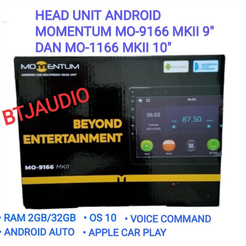 HEAD UNIT TAPE TV MOBIL ANDROID MOMENTUM RAM 2GB LAYAR IPS 9 INCH
