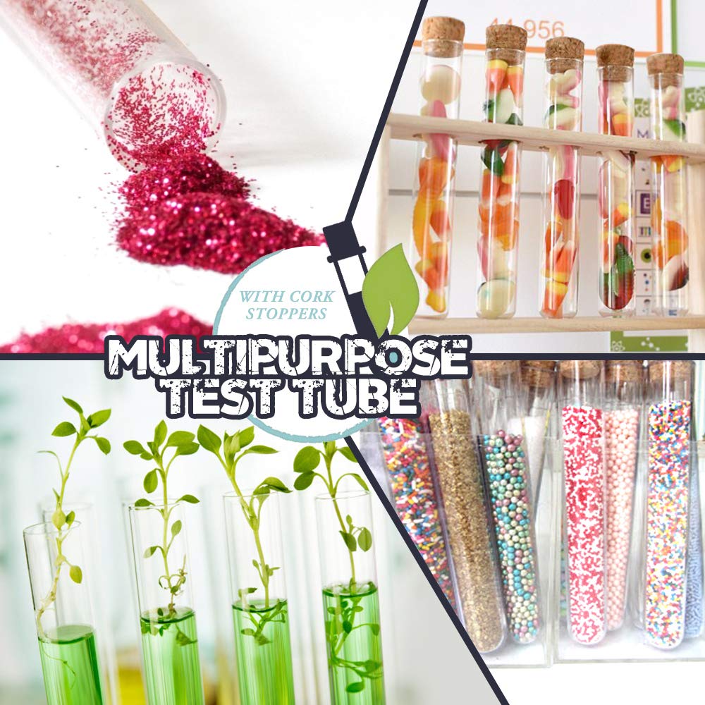 20pcs Tabung Reaksi Bahan Plastik Bening Aneka Warna Dengan Tutup Gabus Untuk Hadiah Pernikahan / Halloween