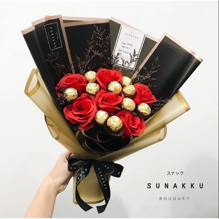 Ferrero Flower Bouquet | Reguler Bloom Box | Sunakku Bouquet | Graduation Doll Hampers Hadiah Kado W