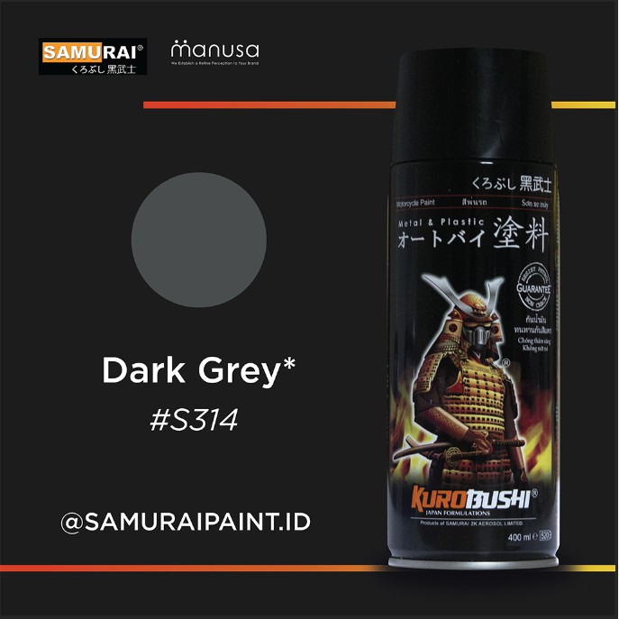 Samurai Paint Dark Grey Suzuki #S314 Cat Aerosol Kualitas Kompresor