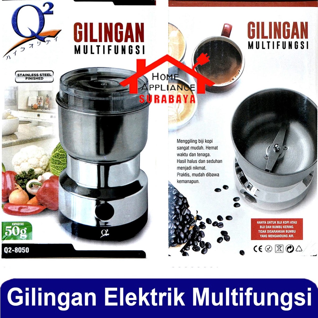 Coffee Grinder Elektrik Penggiling Gilingan Kopi Bumbu Dapur Kering Listrik Multifungsi Q2 8050