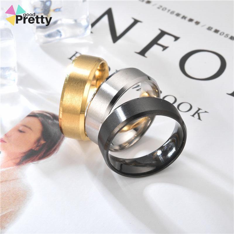 Cincin Jari Bahan Titanium Warna Hitam Emas Silver Untuk Pria - PD