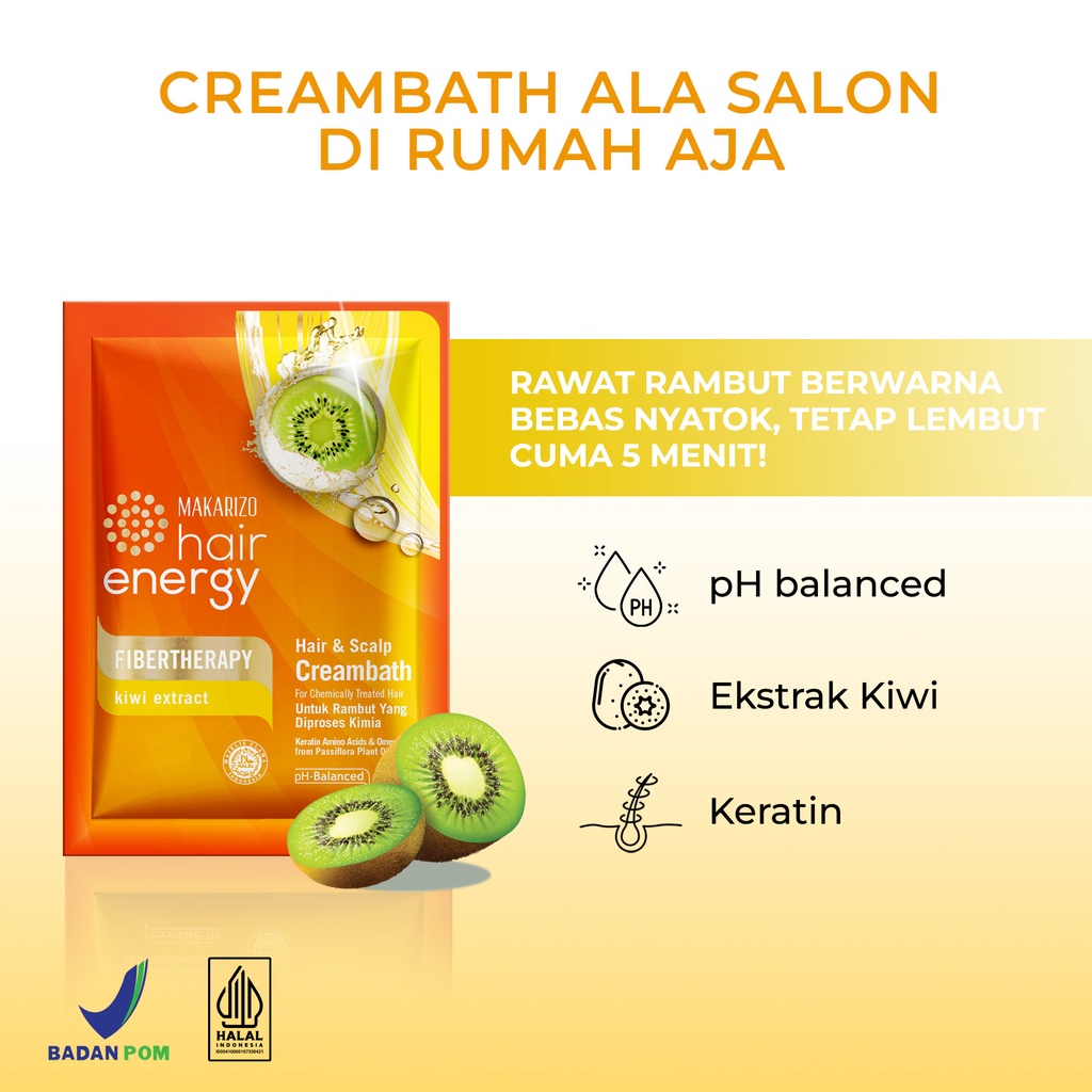 PAKET ISI 12 - Makarizo Hair Energy Fibertherapy Hair & Scalp Creambath Kiwi 30 mL-2