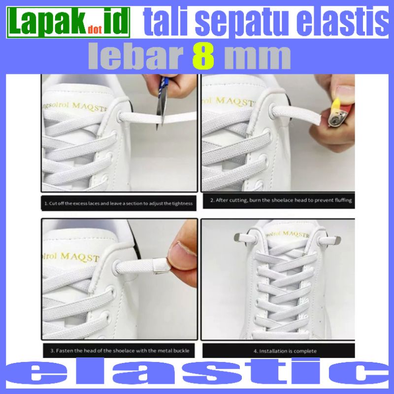 tali sepatu elastis flat lebar dengan metal lock