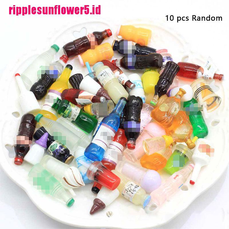 10pcs / set Mainan Miniatur Minuman / Makanan Untuk Aksesoris Rumah Boneka