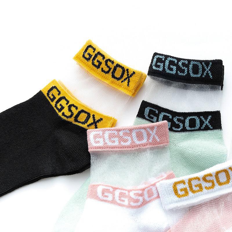 T&amp;Y  Kaos Kaki Pendek Transparan Wanita Motif GGSOX Kaos Kaki Pendek Wanita Import Kekinian