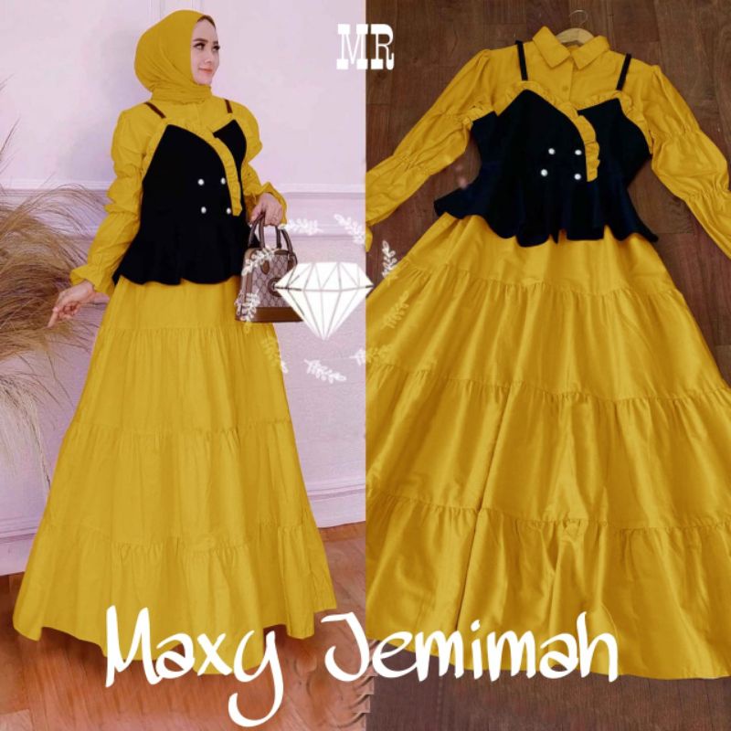 MAXY JEMIMAH 2IN1 ROMPI GAMIS MUSLIM MOSCREPE, 4 UKURAN