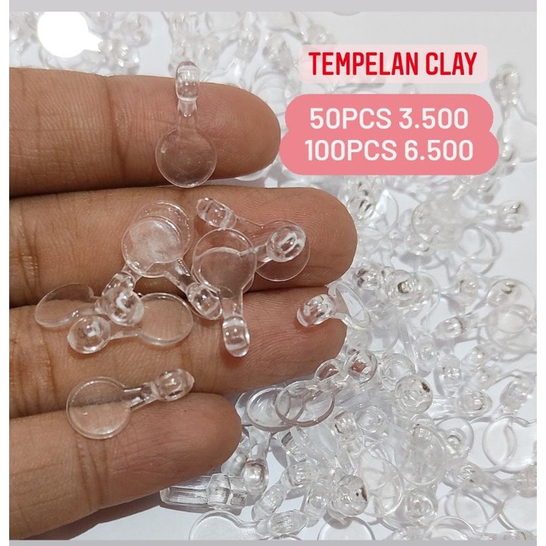 50pcs tempelan clay / tempelan clay murah / pengait clay / tatakan clay