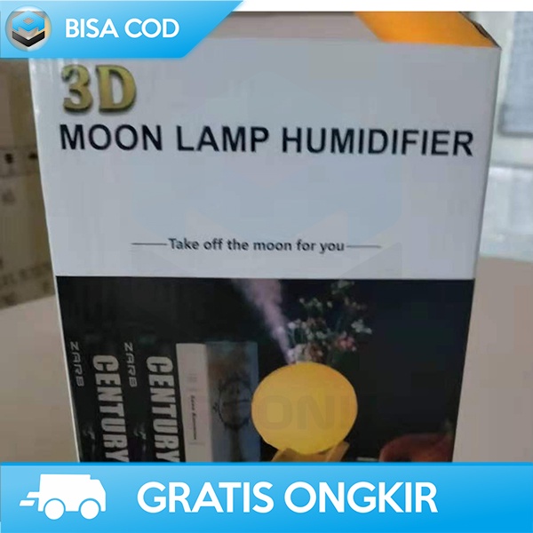 LAMPU TIDUR HUMIDIFIER DIFFUSER TAFFWARE 3D MOON NIGHT LIGHT 400MAH