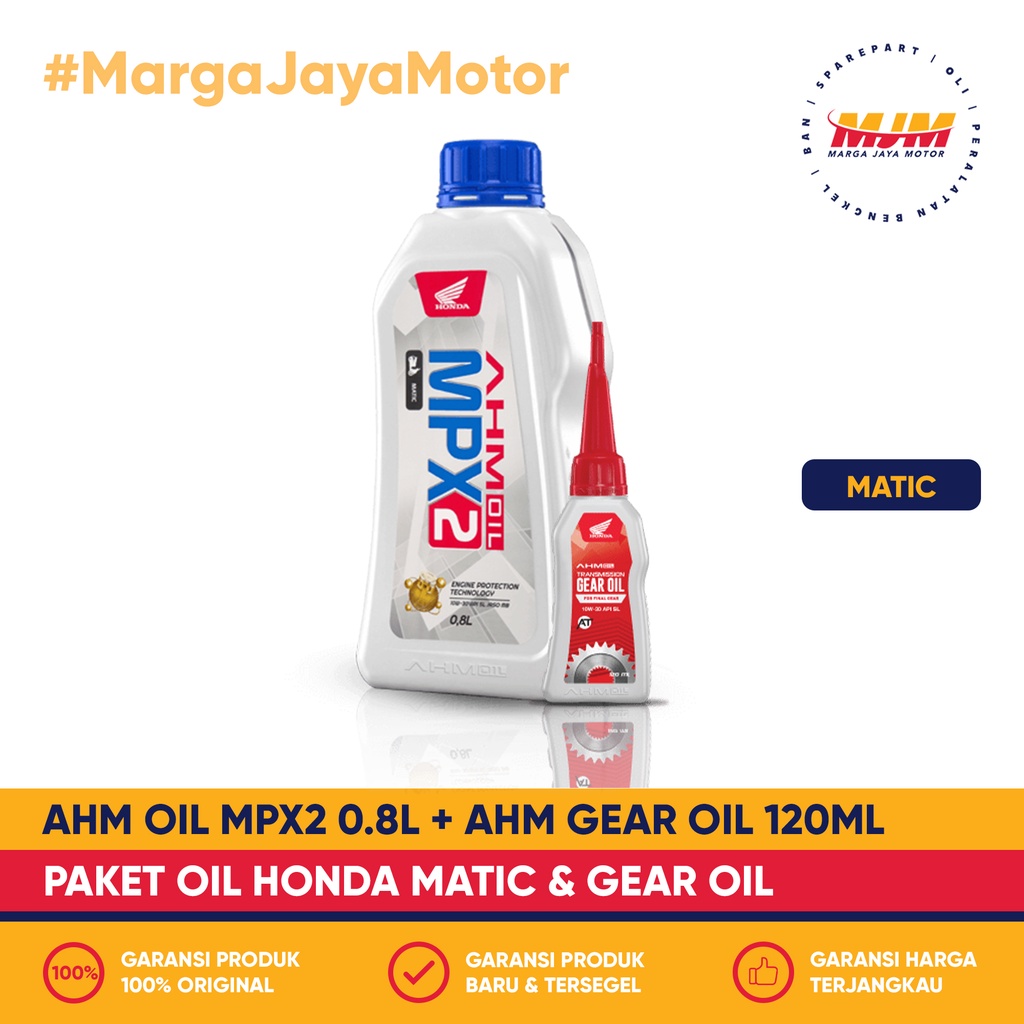 Paket Oli AHM MPX2 Matic 10W-30 + AHM Gear Oil 120ml