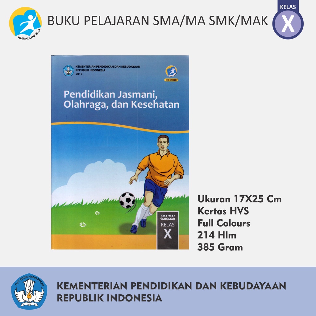 Buku Pelajaran Tingkat SMA MA MAK SMK Kelas X Bahasa Indonesia Inggris Matematika IPA IPS Penjaskes Seni Budaya PPKn Kemendikbud-X PENJASKES