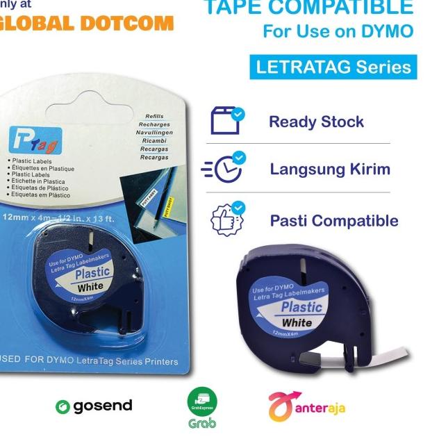 

✿ DYMO LETRATAG LABEL TAPE WHITE PLASTIC 12MM ➮