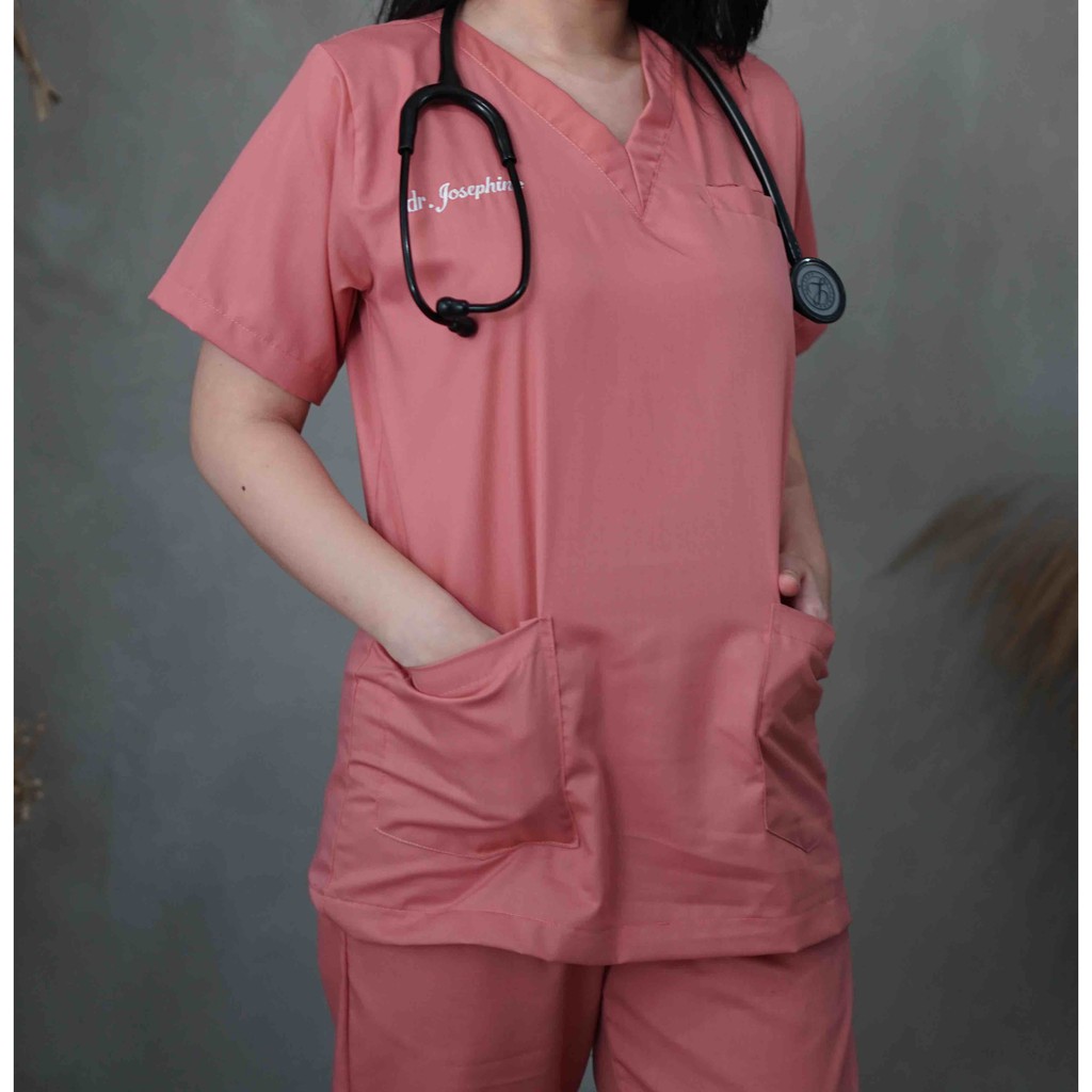 Doctor’s Scrub Baju Jaga / Baju OK / Baju Perawat / Baju Dokter Lengan Pendek  (Atasan saja)