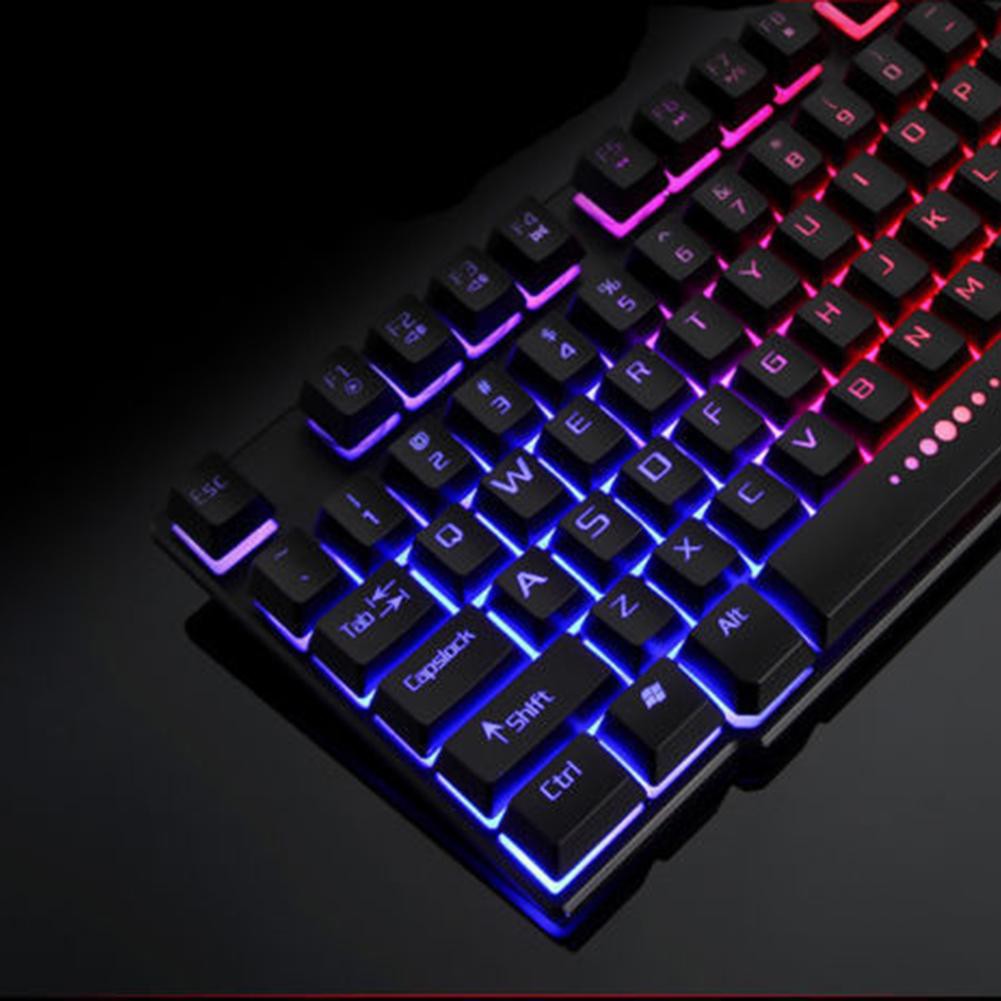 Papuxing Keyboard Gaming Kabel USB dengan Lampu LED Warna